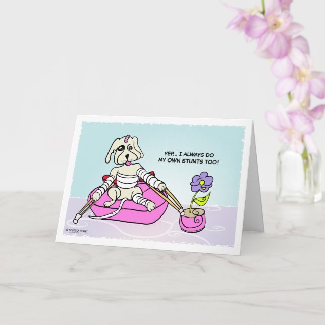 Stunt Dog Get Well Card (Orchid)