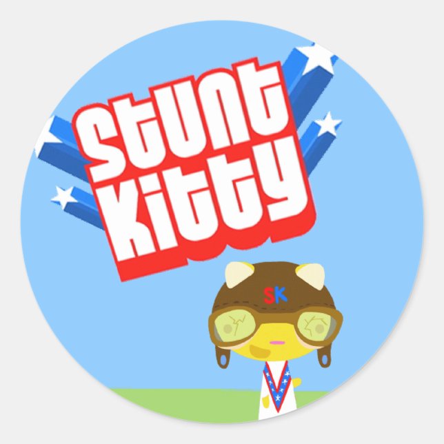 Stunt Kitty Classic Round Sticker (Front)