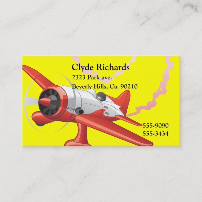 Stunt Pilot In Airplane Custom Color Business Card (Front)
