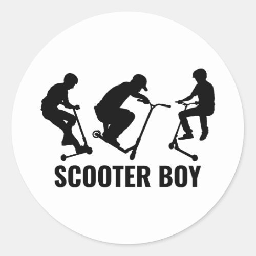 Stunt Scooter Boy Freestyle Scootering Rider Classic Round Sticker