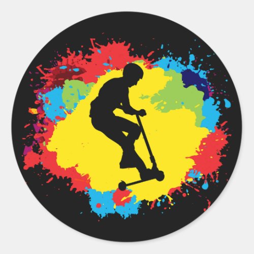 Stunt Scooter Freestyle Scootering Rider  Classic Round Sticker