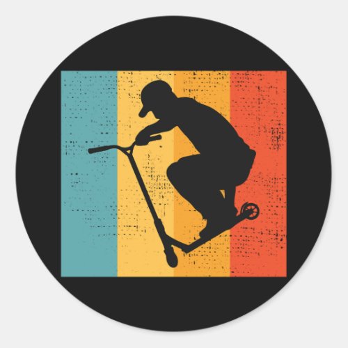 Stunt Scooter Freestyle Scootering Rider Retro Classic Round Sticker