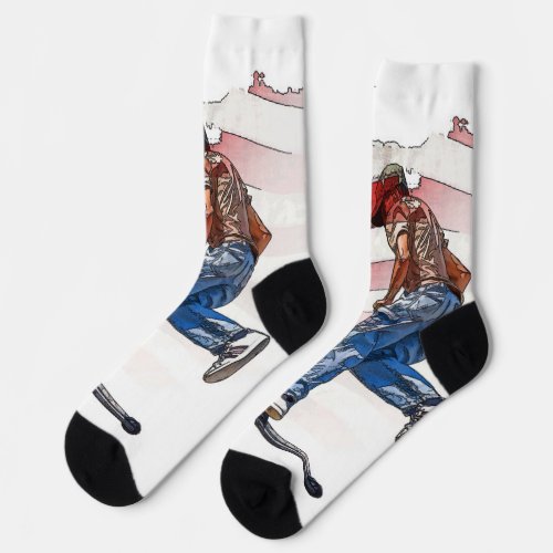 Stunt Scooter Rider and US Flag Socks