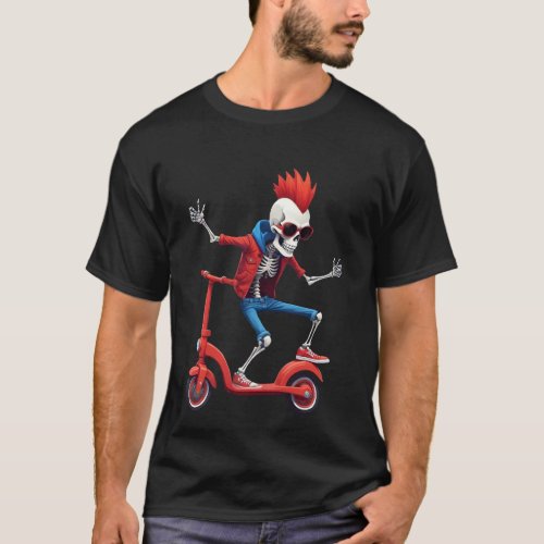 Stunt Scooter Skeleton Scooter Kids Cool T_Shirt