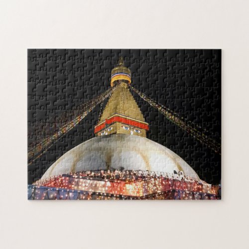 Stupa Boudhanath Kathmandu at night _ Nepal Jigsaw Puzzle