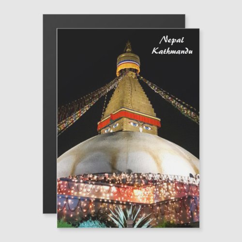 Stupa Boudhanath Kathmandu at night _ Nepal Magnetic Invitation