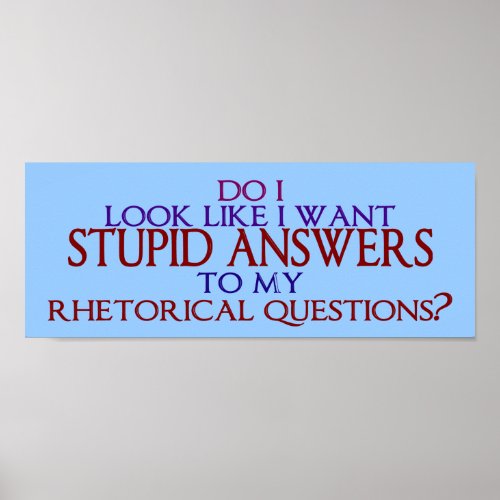 Stupid Answers to my Rhetorical Questions Poster