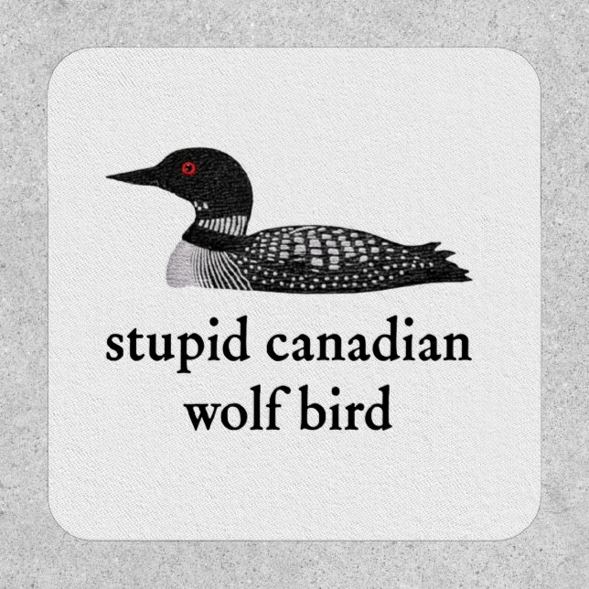 Stupid Canadian Wolf Bird Hockey Romance for Hocke Patch (Front)