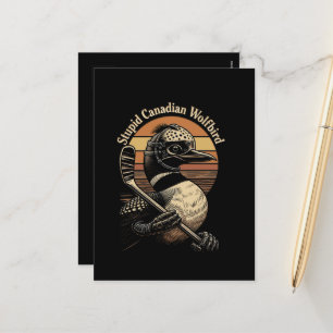 Stupid Canadian Wolf Bird Holiday Postcard