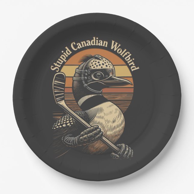 Stupid Canadian Wolf Bird Paper Plates (Front)