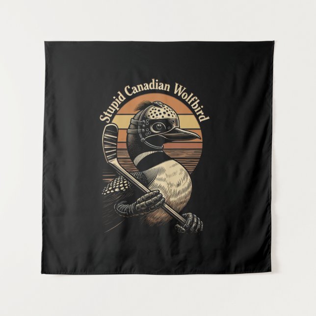 Stupid Canadian Wolf Bird Tapestry (Front)