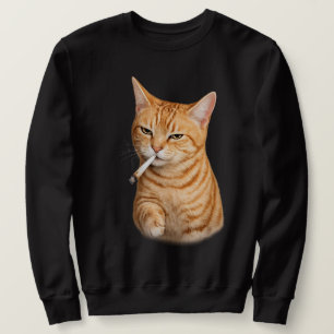 Stupid Cool Funny Cat Meme Smoking Cat cigarette  Sweatshirt