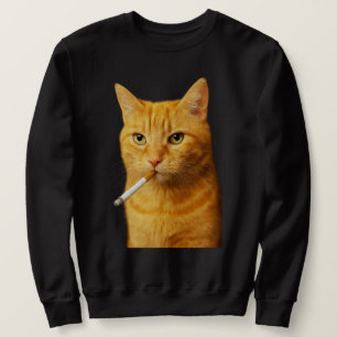 Stupid Cool Funny Cat Meme Smoking Cat cigarette  Sweatshirt