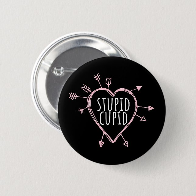 Stupid Cupid Heart With Arrows Fun Valentine's Day Button (Front & Back)