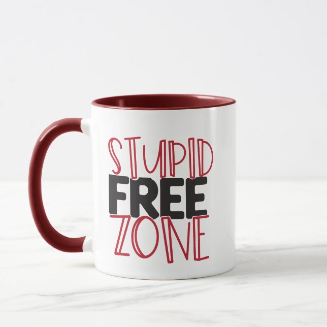 Stupid Free Zone Pun Funny Mug Novelty (Left)