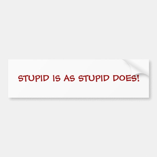 STUPID IS AS STUPID DOES! BUMPER STICKER (Front)