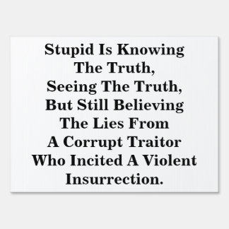 Stupid Is Knowing The Truth, & Believing The LIes Sign
