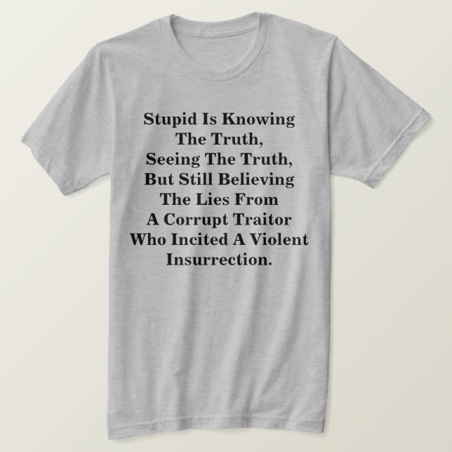 Stupid Is Knowing The Truth, & Believing The LIes  T-Shirt (Design Front)