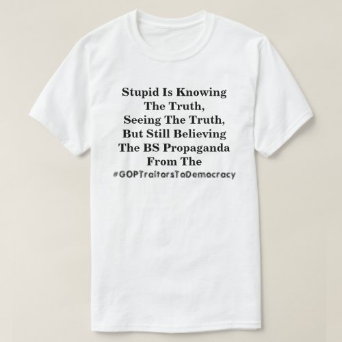 Stupid Is Knowing The Truth  Believing The LIes  T_Shirt