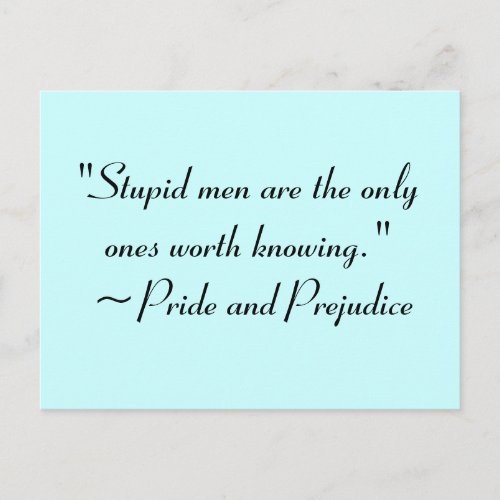 Stupid Men Worth Knowing Jane Austen Quote Postcard