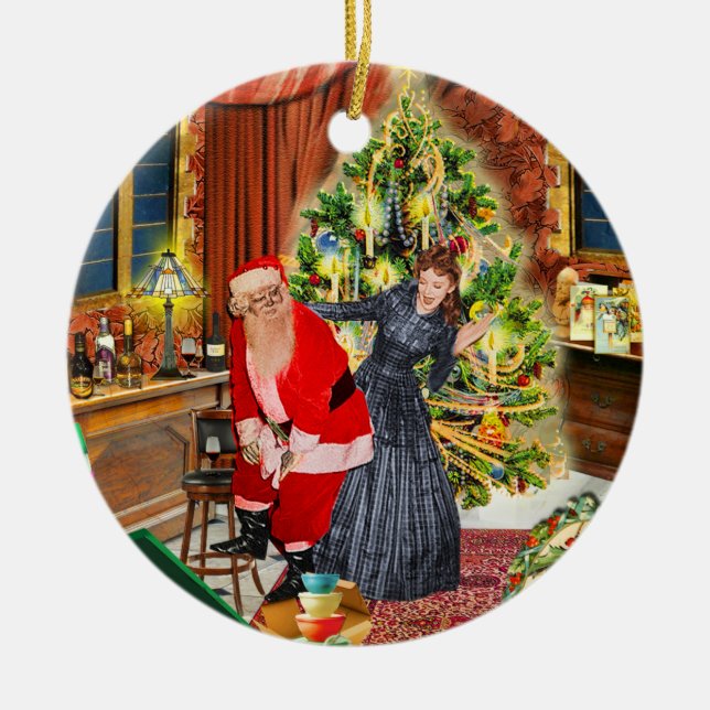 Stupid Santa! I prefer jewelry :/ Ceramic Ornament (Front)