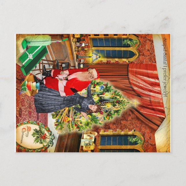 Stupid Santa! I prefer jewelry :/ Holiday Postcard (Front)
