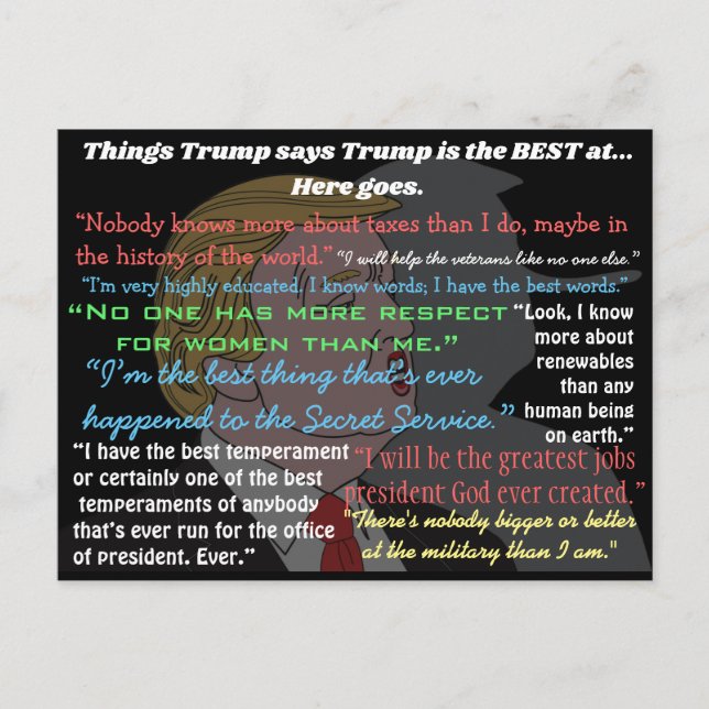 Stupid Things Donald Trump Said Postcards (Front)