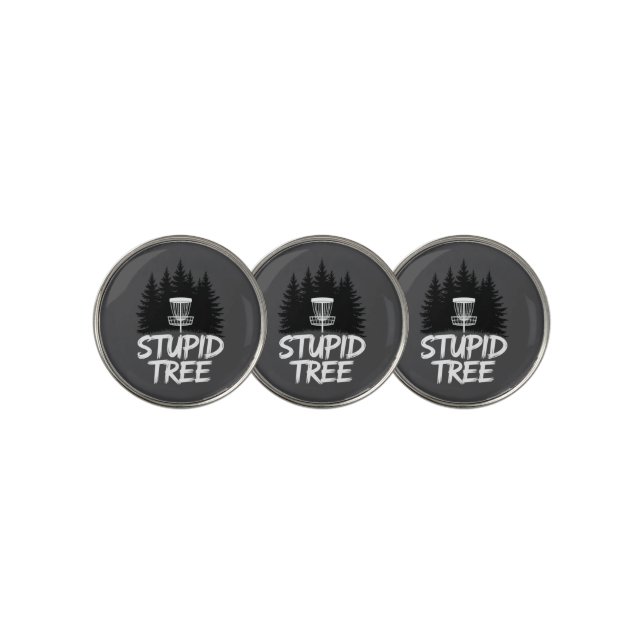 Stupid Tree Disc Golf Funny Frisbee Golf Golfer Ball Marker (3 Up)