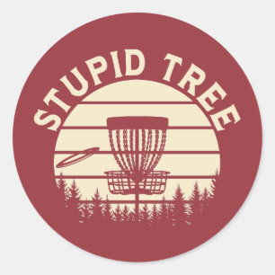 Stupid Tree Funny Disc Golf Sports Classic Round Sticker