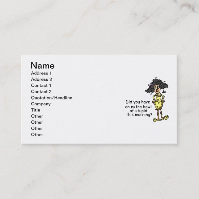 Stupidity Humor Business Card (Front)