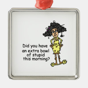 Stupidity Humor Metal Ornament