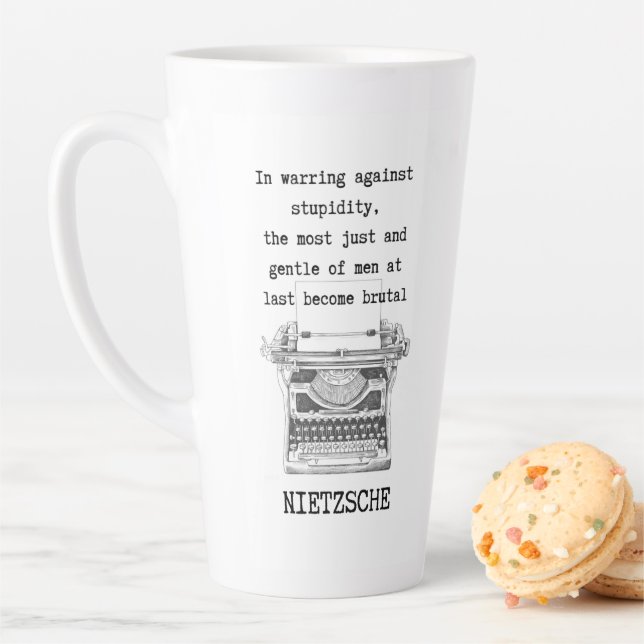STUPIDITY typewriter philosophy quote Nietzsche Latte Mug (In Situ)