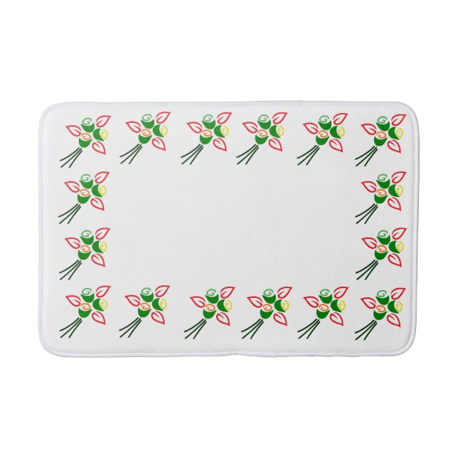 Sturdy Bath Mat with Colorful Flowers (Front)