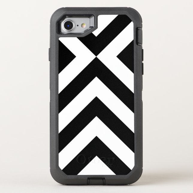 Sturdy Black and White Chevrons Otterbox iPhone Case (Back)
