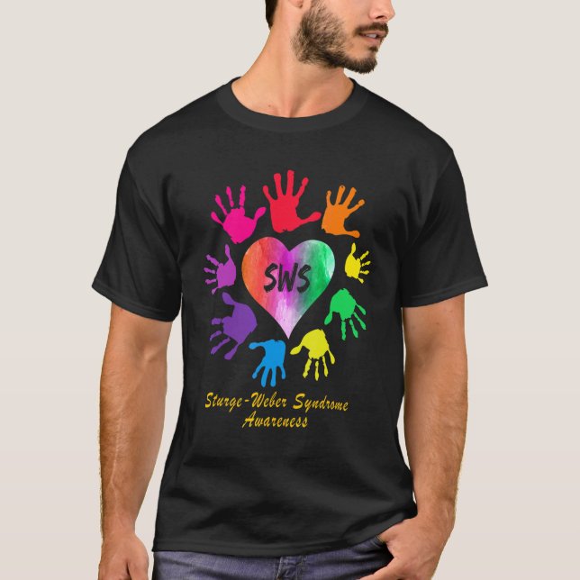 Sturge Weber Syndrome Awareness Rainbow Hands T-Shirt (Front)