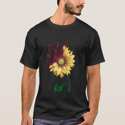 Sturge Weber Syndrome Awareness Sunflower Burgundy T_Shirt