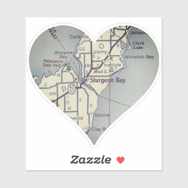 Sturgeon Bay Vintage Map Sticker (Sheet)