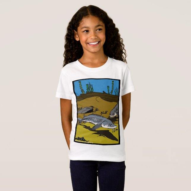 STURGEON COLORING PAGE & SCUTES - girls t-shirt (Front Full)