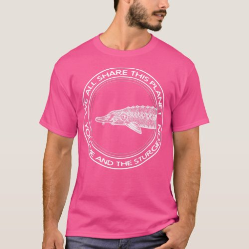 Sturgeon Fish Drawing Shared Planet animal design T_Shirt