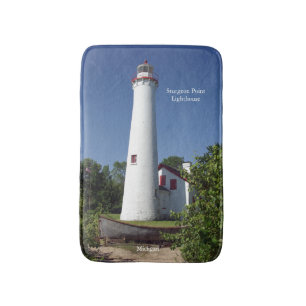 Sturgeon Point Lighthouse & Boat tall bathmat
