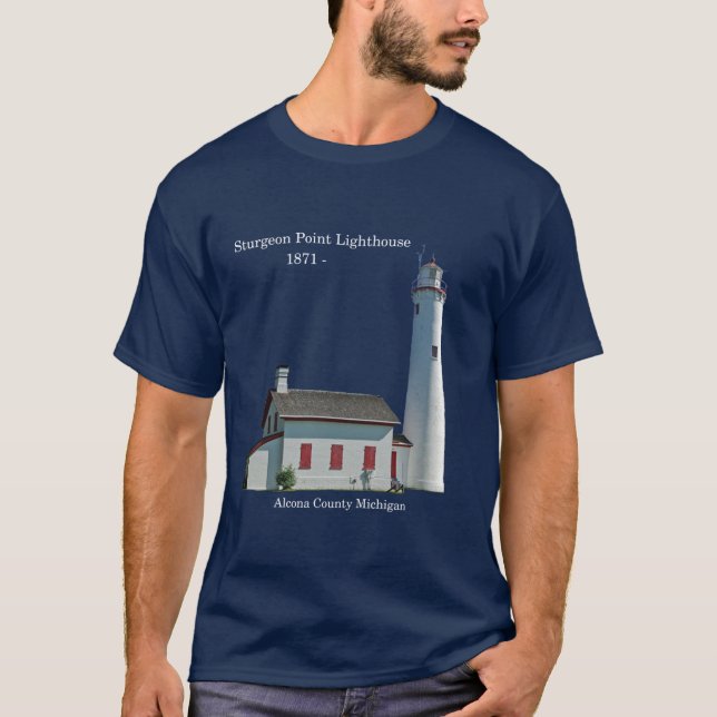 Sturgeon Point Lighthouse cutout shirt dark (Front)