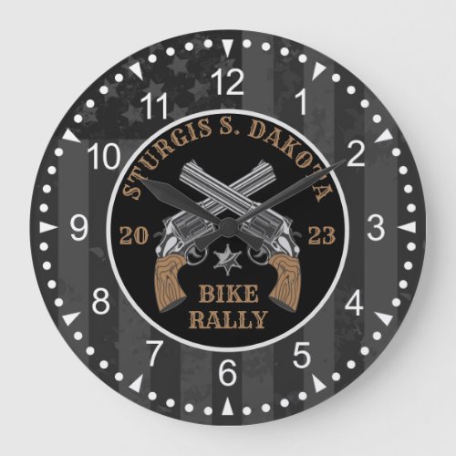 Sturgis Bike Rally 2023 Crossed Guns Large Clock