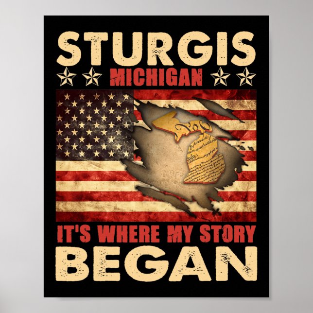 Sturgis Michigan Usa Flag 4th Of July  Poster (Front)