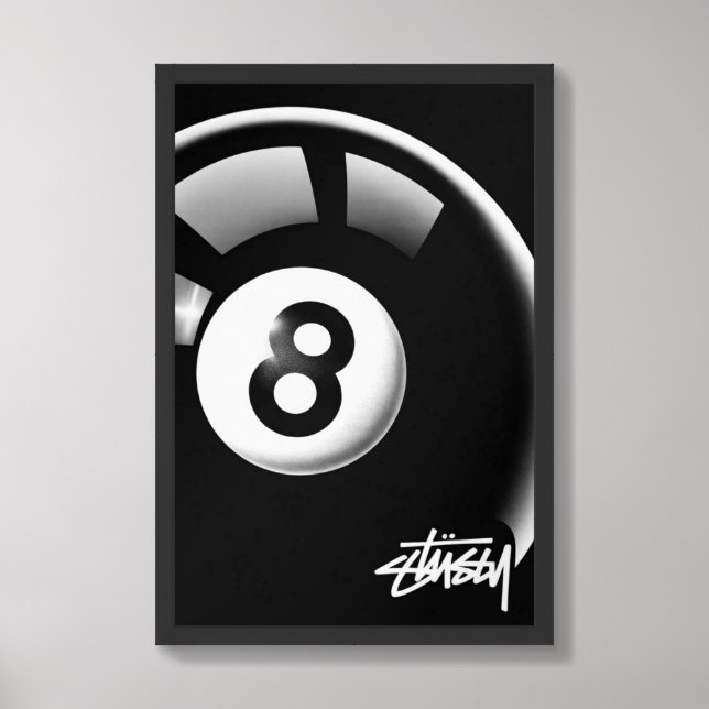 Stüssy Magic 8-Ball – Streetwear Icon" 🎱🖤 Framed Art (Framed Front)