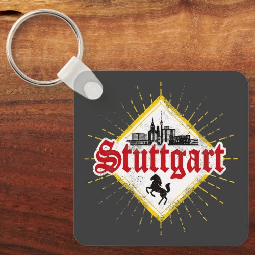 Stuttgart City Germany Retro Skyline Vintage Keychain