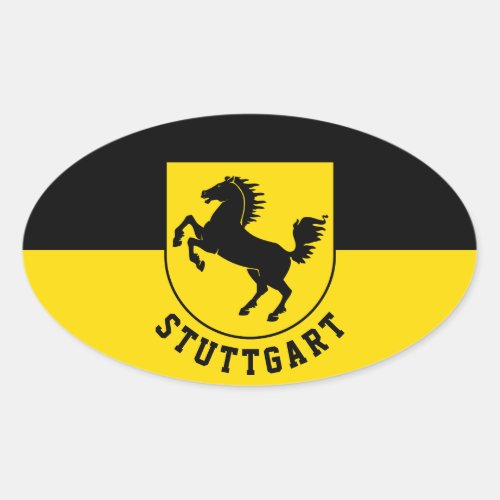 Stuttgart Flag Germany Oval Sticker