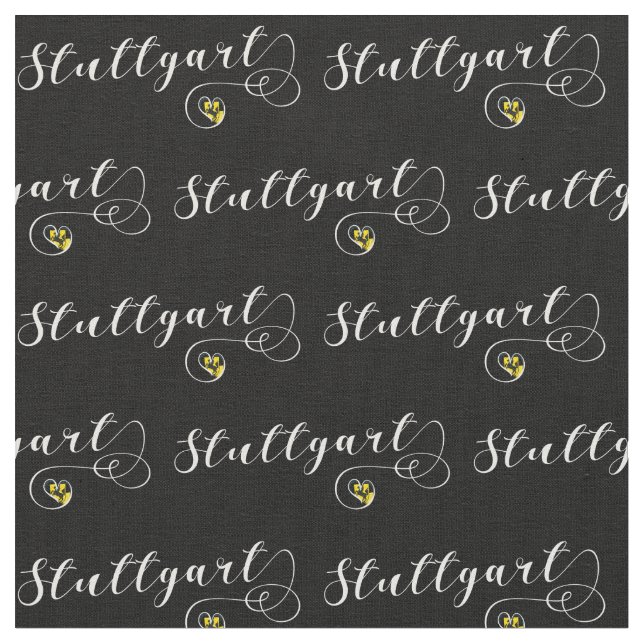 Stuttgart Flag Heart, Germany, Deutschland Fabric (Close Up)