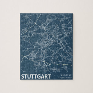 Stuttgart Germany Minimalist City Map Line Art Jigsaw Puzzle
