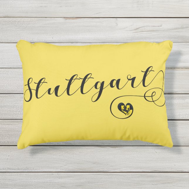 Stuttgart Heart Accent Pillow,  Germany Outdoor Pillow (Front)