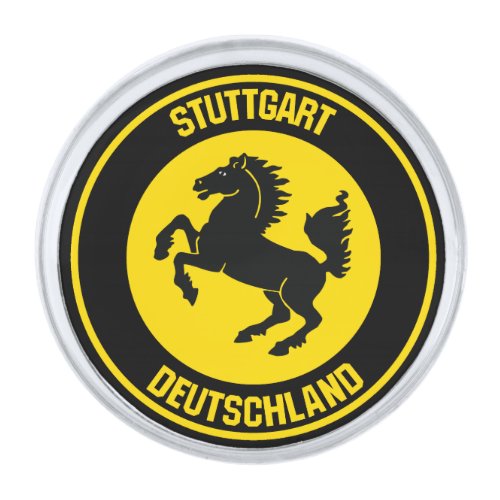 Stuttgart Round Emblem Silver Finish Lapel Pin